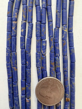 color enhanced impression jasper: dark pale blue purple, 13x4mm tube, 15" strand, SOLD PER STRAND
