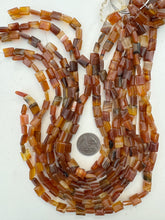 carnelian, 10x8x4mm rectangle, 15" strand, sold per strand