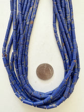 color enhanced impression jasper: dark pale blue purple, 13x4mm tube, 15" strand, SOLD PER STRAND