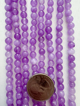 color enhanced quartz: bright purple, 6mm round, 15" strand, SOLD PER STRAND