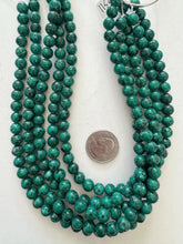 color enhanced serpentine: dark vibrant blue green, 8mm round, 15" strand,  SOLD PER STRAND