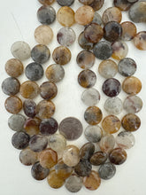 chinese lodalite, 18x18x7mm coin, 15" strand, sold per strand