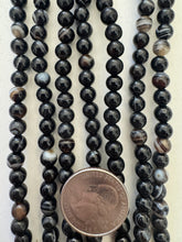 sardonyx, 6mm round, 15" strand,  SOLD PER STRAND