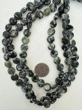 chinese writing jasper, 12x12x4mm coin, 15" strand, sold per strand