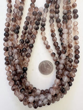 color enhanced quartz: brown purple off white, 8mm round, 15" strand,  SOLD PER STRAND