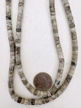 chinese silver leaf jasper, 6x4mm heishi rondelle, 15" strand, sold per strand