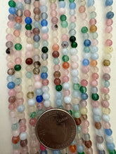 color enhanced quartz: color mix, 4mm round, 15" strand, SOLD PER STRAND