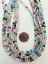 color enhanced quartz: color mix, 4mm round, 15" strand, SOLD PER STRAND