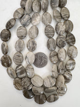 chinese silver leaf jasper, 20x15x6mm oval, 15" strand, sold per strand