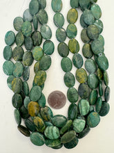 african green jade, surface wear, 19x14x6mm oval, 15" strand,  SOLD PER STRAND