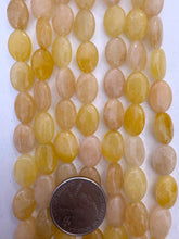 yellow jade, 14x9x5mm oval, 15" strand,   SOLD PER STRAND