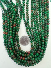 orange red green enhanced quartz, 6mm faceted round, 15" strand, SOLD PER STRAND