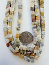mexican crazy lace agate, 6mm cube, 15" strand, sold per strand (lighter batch)