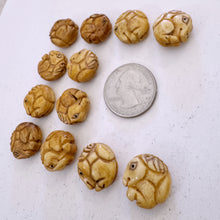 off white, hand carved horse motif, vintage stock chinese bone, 17x17x7mm coin SOLD PER BEAD
