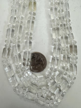 quartz crystal, 6-8mm  barrel rondelle mix, 15" strand, sold per strand