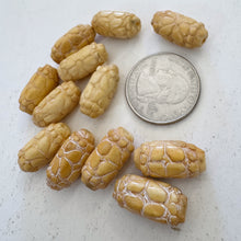 off white, hand carved flower motif, vintage stock chinese bone, 20x20x10mm tube, SOLD PER BEAD