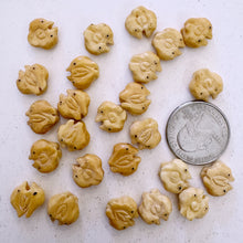 off white, hand carved two dolphin motif, vintage stock chinese bone, 12x12x5mm coin, SOLD PER BEAD