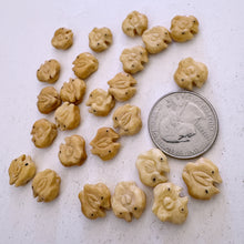 off white, hand carved two dolphin motif, vintage stock chinese bone, 12x12x5mm coin, SOLD PER BEAD