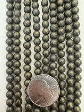 pyrite, 6mm round, 15" strand,  SOLD PER STRAND