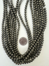 pyrite, 6mm round, 15" strand,  SOLD PER STRAND