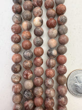 red brown gray jasper, semi dull finish, 8mm round, 15" strand, SOLD PER STRAND