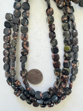 black leopard skin jasper, 10x10x4mm square, 15" strand, sold per strand
