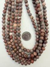 red brown gray jasper, semi dull finish, 8mm round, 15" strand, SOLD PER STRAND