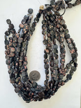 black leopard skin jasper, 10x10x4mm square, 15" strand, sold per strand