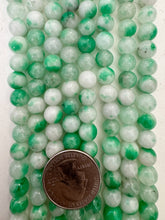 color enhanced quartz: green gray, 8mm round, 15" strand, SOLD PER STRAND