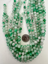 color enhanced quartz: green gray, 8mm round, 15" strand, SOLD PER STRAND