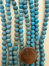 color enhanced howlite: turquoise blue, matte finish, 6mm round, 15" strand,  SOLD PER STRAND