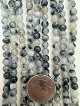 color enhanced agate: black gray, 6mm round, 15" strand,  SOLD PER STRAND