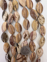 brown zebra jasper, 28x16x7mm horse eye, 15" strand, sold per strand