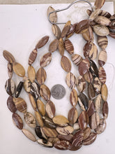 brown zebra jasper, 28x16x7mm horse eye, 15" strand, sold per strand