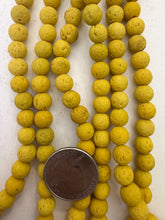 color enhanced lava rock: yellow, 8mm round, 15" strand, SOLD PER STRAND