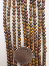 red wooden jasper, 4mm round, 15" strand, SOLD PER STRAND