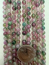 color enhanced quartz: pink purple dark green, 6mm round, 15" strand,  SOLD PER STRAND