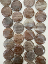 brown banded agate, 30x30x8mm coin, 15" strand, sold per strand