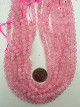 color enhanced rose quartz, 6mm faceted round, 15" strand, SOLD PER STRAND
