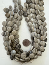 silver leaf jasper, 16x16x6mm coin, 15" strand,  SOLD PER STRAND