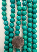 color enhanced magnesite: dark turquoise green blue, 10mm round, 15" strand,  SOLD PER STRAND