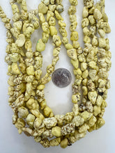 color enhance white turquoise: yellow, 12mm mixed size tumbled nugget, 15" strand,  SOLD PER STRAND
