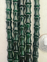 color enhanced quartz: dark emerald green, 12x8mm dent tube, 15" strand,   SOLD PER STRAND