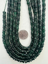 color enhanced quartz: dark emerald green, 12x8mm dent tube, 15" strand,   SOLD PER STRAND