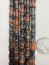 color enhanced quartz: gray amber yellow, 12x7mm dent tube, 15" strand,   SOLD PER STRAND