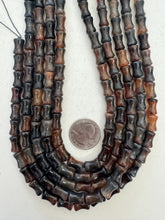 color enhanced quartz: gray amber yellow, 12x7mm dent tube, 15" strand,   SOLD PER STRAND