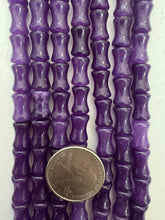 color enhanced quartz: dark pale grape purple, 12x7mm dent tube, 15" strand,   SOLD PER STRAND