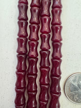 color enhanced quartz: dark ruby red, 12x8mm dent tube, 15" strand,  SOLD PER STRAND