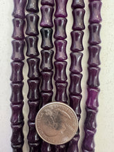 color enhanced quartz: dark grape purple, 12x8mm dent tube, 15" strand,  SOLD PER STRAND