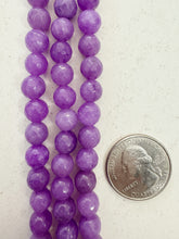 color enhanced quartz: pale dark purple, 8mm faceted round, 15" strand,  SOLD PER STRAND